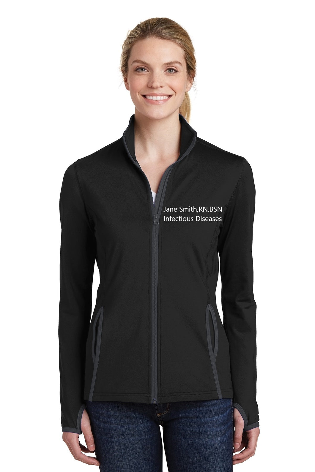Mercy Health - Ladies Sport-Tek® Sport-Wick® Stretch Contrast Full-Zip Jacket